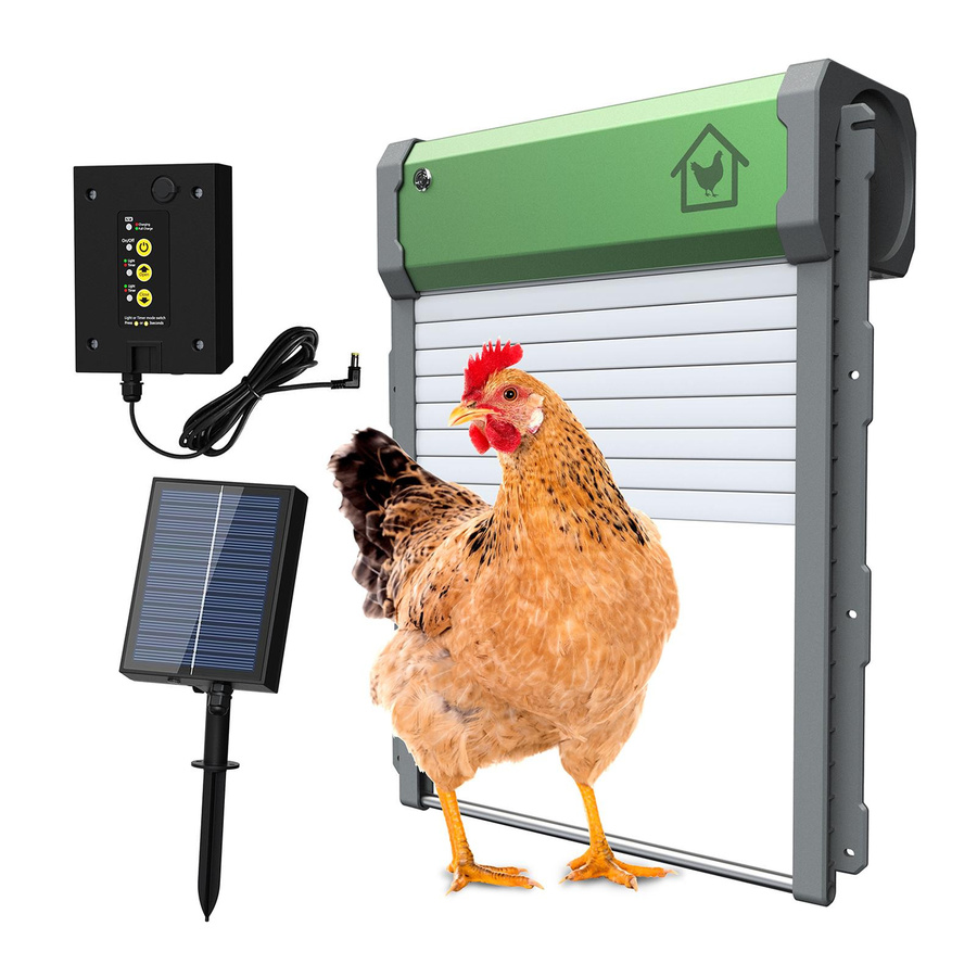 Automatische Hühnerstalltür mit Solarbetrieb, Timer, Lichtsensor und Fernbedienung in Grün - Bild 2