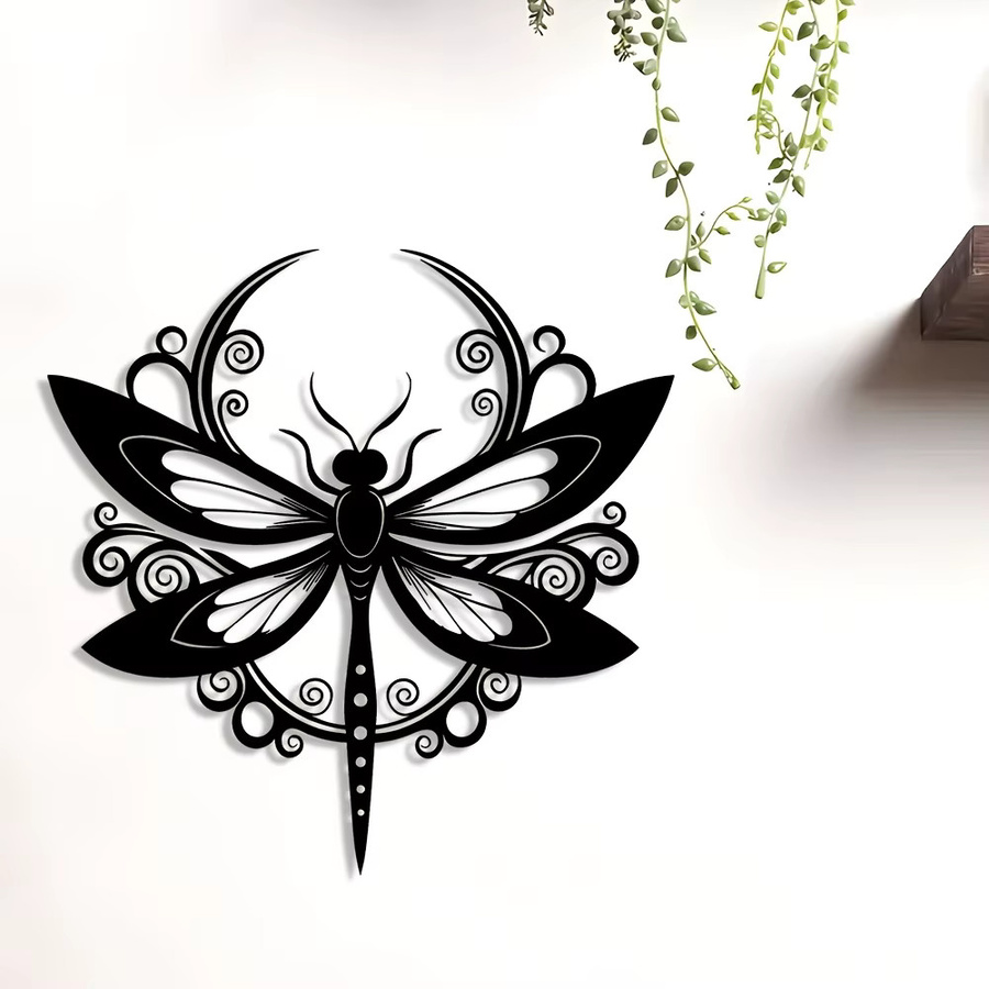 CIFBUY Metall-Libellen-Wanddekoration in Schwarz als 3D-Eisenkunst-Skulptur für Haus und Garten - Bild 4