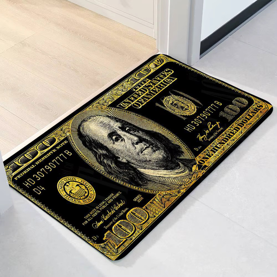 Moderner Dollar-Geld-Teppich von 52TOYS in Schwarz für Wohnzimmer und Schlafzimmer - Bild 6