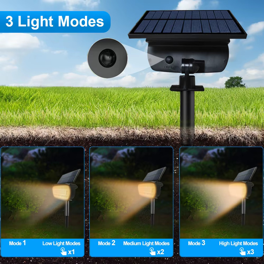 Solarbetriebene LED Wandleuchte für den Garten in Schwarz, wasserdichte Außenbeleuchtung mit 72 LEDs und modernem Design - Bild 5