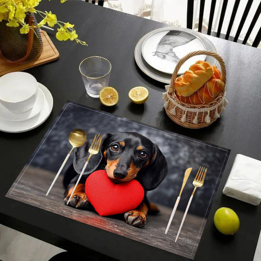 JF TableLinen Dackel Tischsets aus Leinenstoff, 4er Set, Rechteckig, Breite: 30,48 cm, Tiefe: 45,72 cm - Bild 3