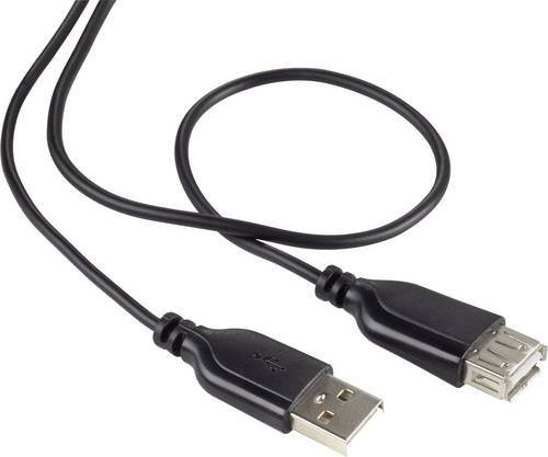 Renkforce USB 2.0 Kabel mit USB-A Stecker und USB-A Buchse, Länge: 1,00 m, Schwarz, RF-4080795 - Bild 1