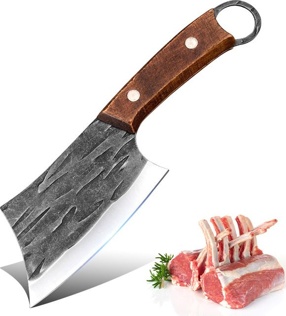 InLeung Hackmesser aus Edelstahl mit Holzgriff in Silber für Fleisch, Fisch und Gemüse - Bild 1