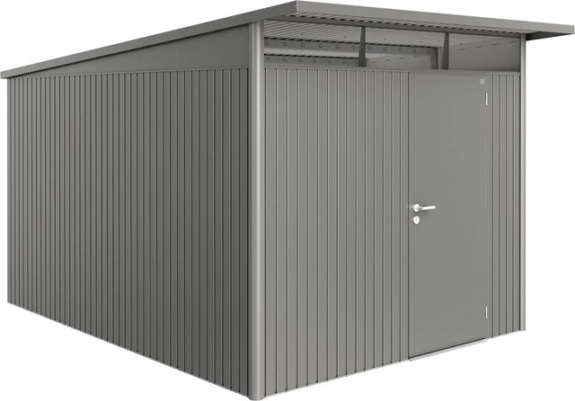 Biohort Gerätehaus AvantGarde aus Metall mit Pultdach und Standardtür in Quarzgrau-metallic, B/T/H: 257 x 337 x 222 cm - Bild 1