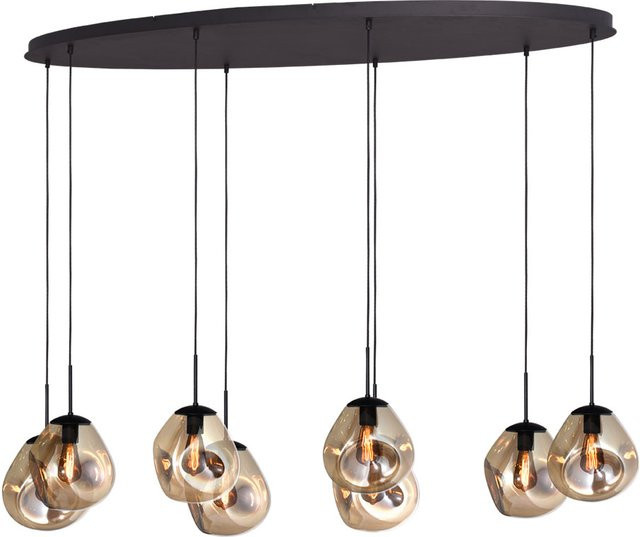 Masterlight Lava Pendelleuchte 8-flammig oval in Gold mit Glas in Gold Fumé - Bild 1