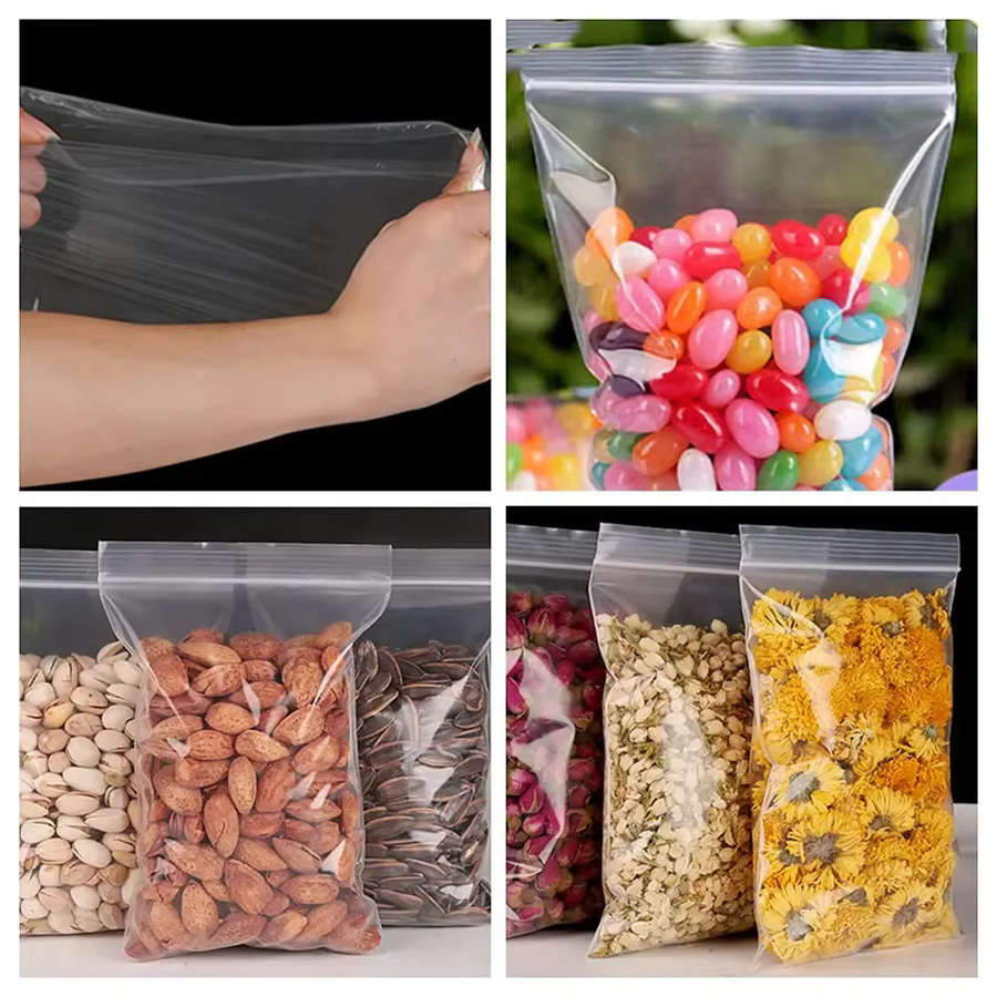 100 Stück Transparente ZipLock Plastiktüten Wiederverschließbare Lebensmittelaufbewahrungsbeutel aus Kunststoff - Bild 4