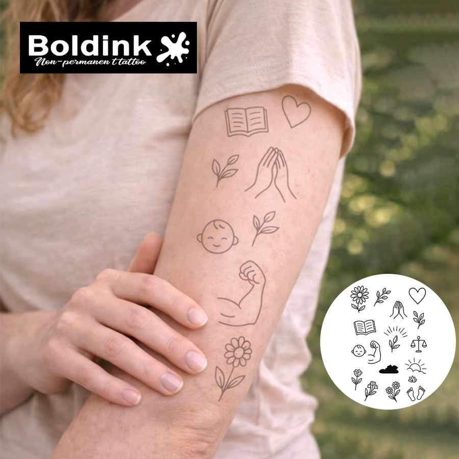 BOLDINK Gentle Healing Love & Growth Tattoo-Aufkleber, Unisex - Bild 2