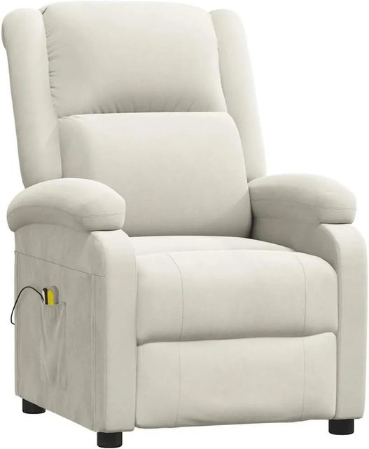 vidaXL Elektrischer Massagesessel aus Samt in Creme mit Armlehnen - Bild 1