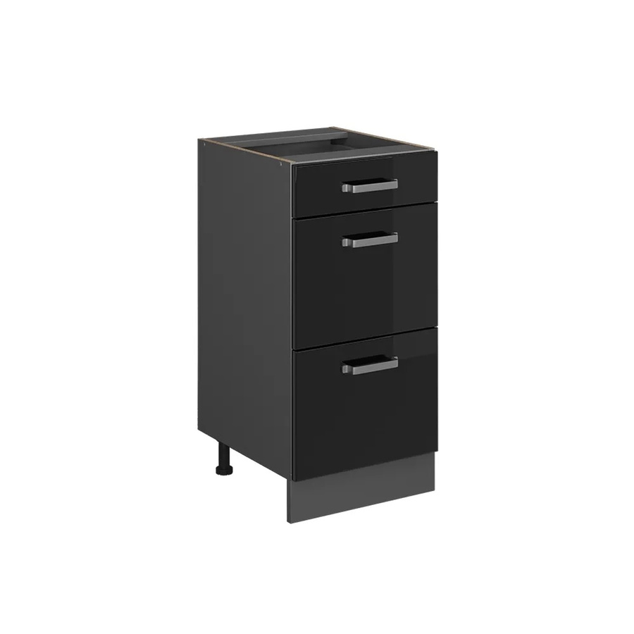 Vicco Küchenunterschrank R-Line Schwarz Anthrazit Hochglanz mit Schubladen Breite: 40 cm, Höhe: 81,6 cm, Tiefe: 46 cm - Bild 2