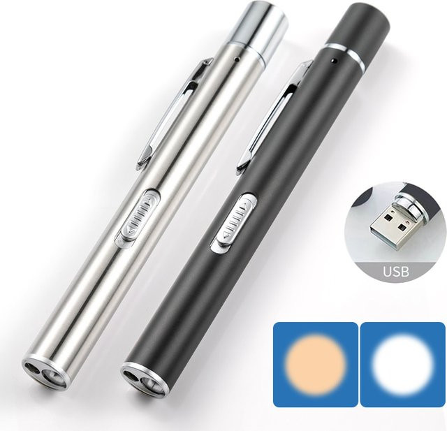 Sinooptic Medizinische LED Taschenlampe mit dualer Lichtquelle, USB aufladbare Stiftlampe für EMT und Chirurgie, Gelb und Weiß - Bild 1