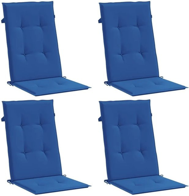 vidaXL Gartenstuhlauflagen für Hochlehner, 4 Stück, Königsblau, B/T/H: 120 x 50 x 3 cm, wasserabweisend und UV-beständig aus Polyester - Bild 1