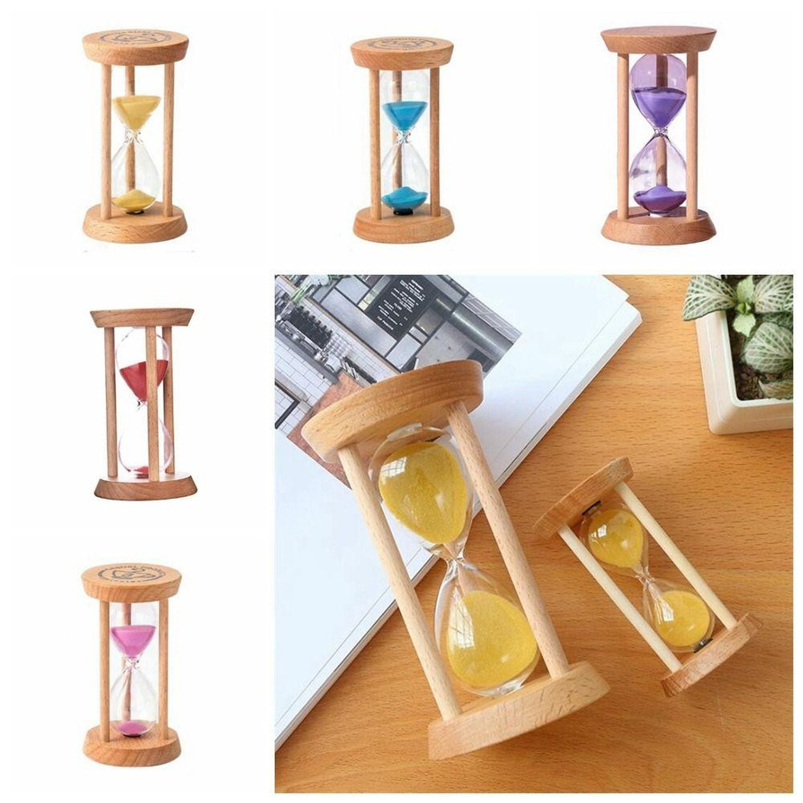 XUNYUa Runde Sanduhr aus Holz und Glas als Timer in Violett mit 3 Minuten Laufzeit - Bild 3