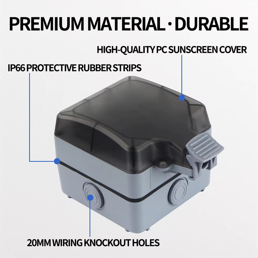 GTRIC Wasserdichter Außenstecker mit Schalter, IP66 staubdicht und wasserdicht, grau - Bild 2