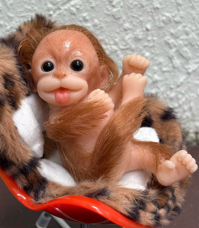 AnjoDoll Affen Reborn Puppen, Silikon, Braun, 6 Zoll - Bild 5