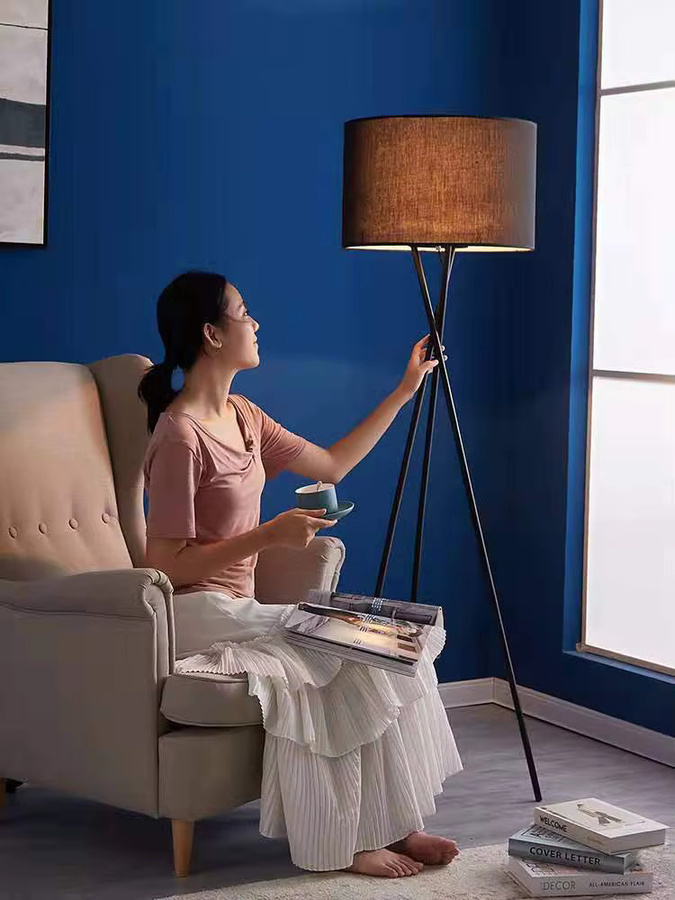 Claeted Nordic LED Stehleuchte in Gold mit Stativ-Design für Wohnzimmer und zum Lesen - Bild 1
