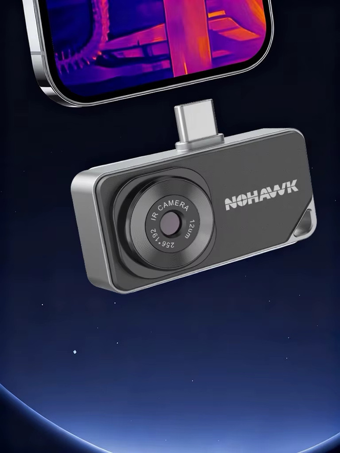 NOHAWK Plug-and-Play Wärmebildkamera mit 256x192 Auflösung für USB-C iPhone 15 und Android-Smartphones in Schwarz - Bild 7