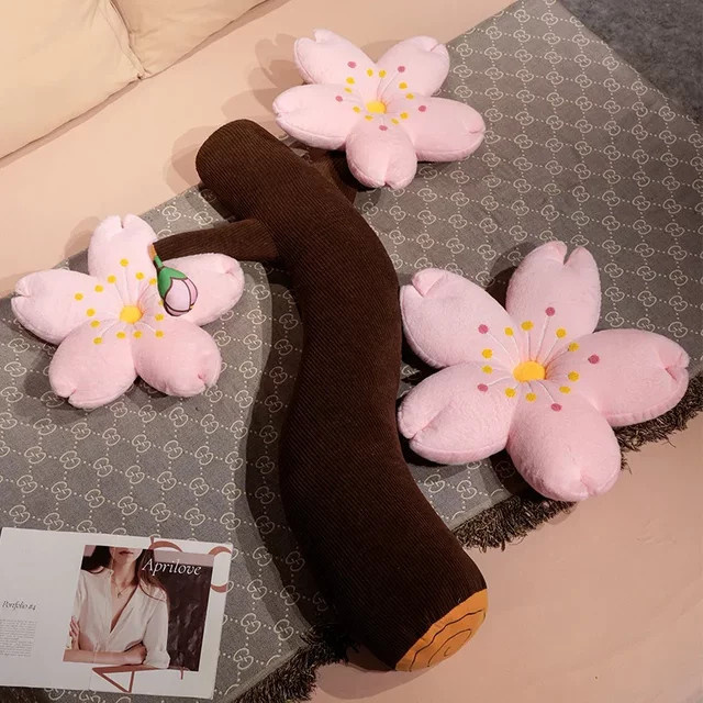 MIAOOWA Plüsch Sitzkissen mit Kirschblüten-Design in Rosa für Wohnzimmer und Schlafzimmer - Bild 1