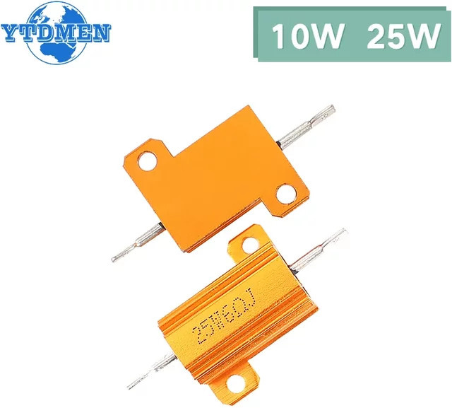 YTDMEN Aluminium Drahtwiderstand RX24 Lastwiderstand in Silber, 10W oder 25W, verschiedene Ohm-Werte - Bild 1