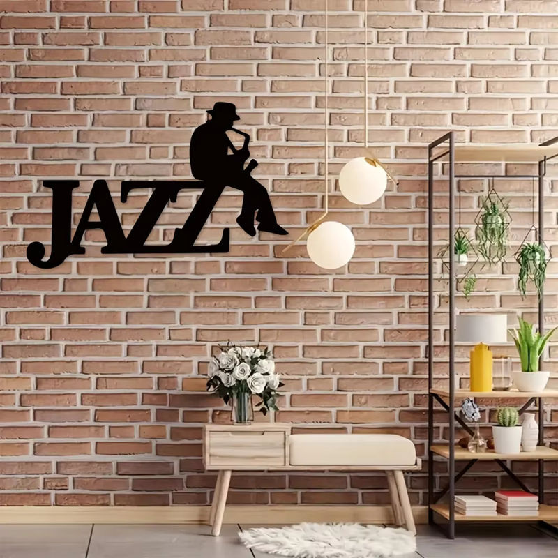 HELLOYOUNG Jazz Musik Wanddekoration aus Metall in Schwarz, minimalistisches Design für Musikliebhaber - Bild 3