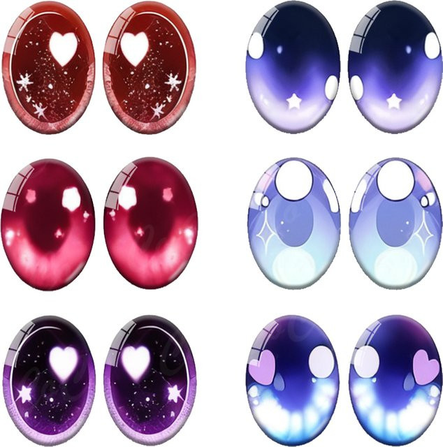 Cartoon-Puppen-Kristallauge, Glas, 6 Paar, 10 x 14 mm/13 x 18 mm/18 x 25 mm - Bild 1