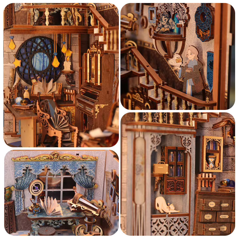 CUTEBEE Buchecke Miniatur-Puppenhaus-Set, mit Touch-Licht, ab 14 Jahren - Bild 3