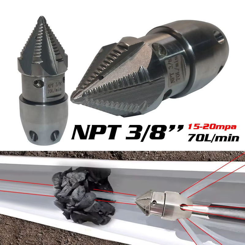 AMY CAR NEW FORCE Rotierende Hochdruck-Rotationsdüse NPT 3/8'' für Kanalisation und Schlammreinigung mit 70 l/min - Bild 2