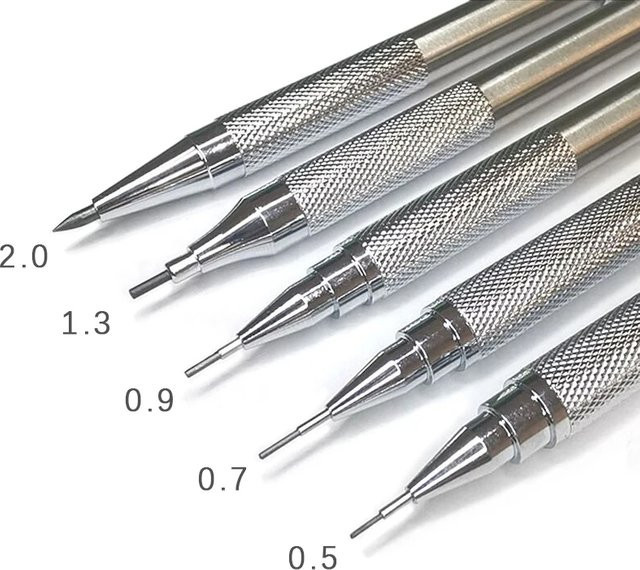 Metall Druckbleistift Set in Silber mit HB und 2B Minen für Kunst und Skizzen - Bild 1