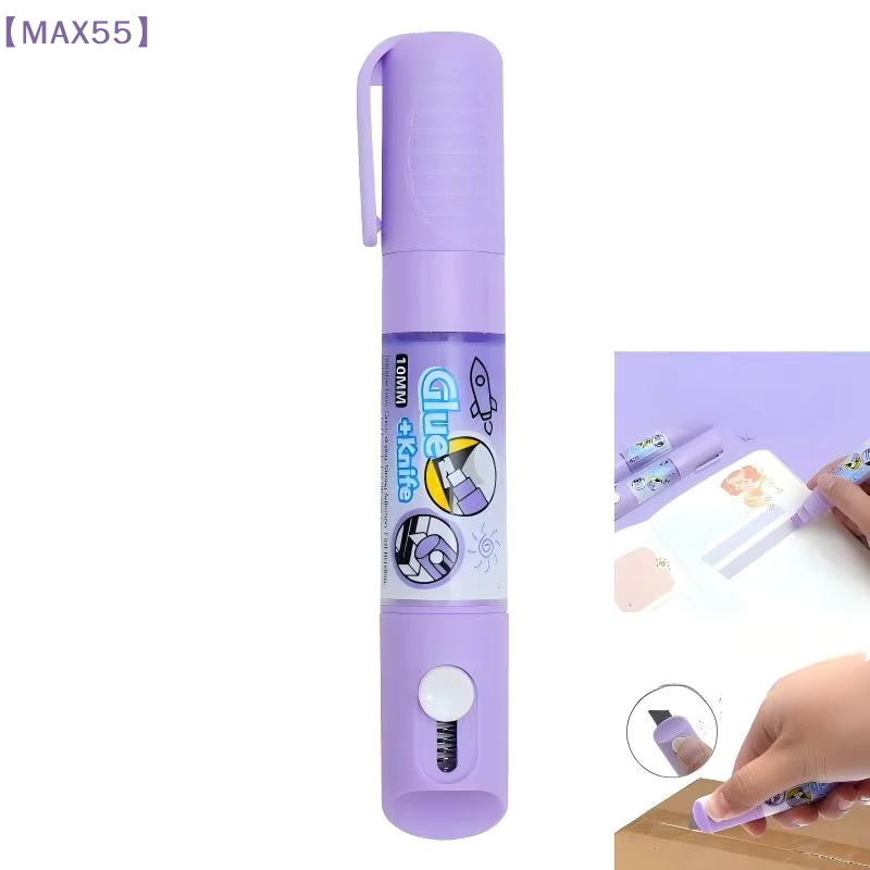 MAX-55 Thermischer Etikettenkorrekturmarker mit Mini-Box-Cutter in Lila zur Abdeckung von Datenschutzinformationen auf Thermopapier - Bild 2