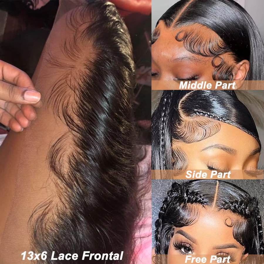 Linhua Lace Frontal Closure, 100% Echthaar, Naturschwarz, Damen - Bild 5