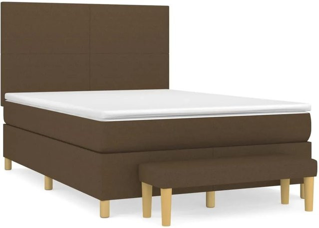 vidaXL Boxspringbett mit Matratze Dunkelbraun B/T/H: 140 x 190 x 50 cm - Bild 1