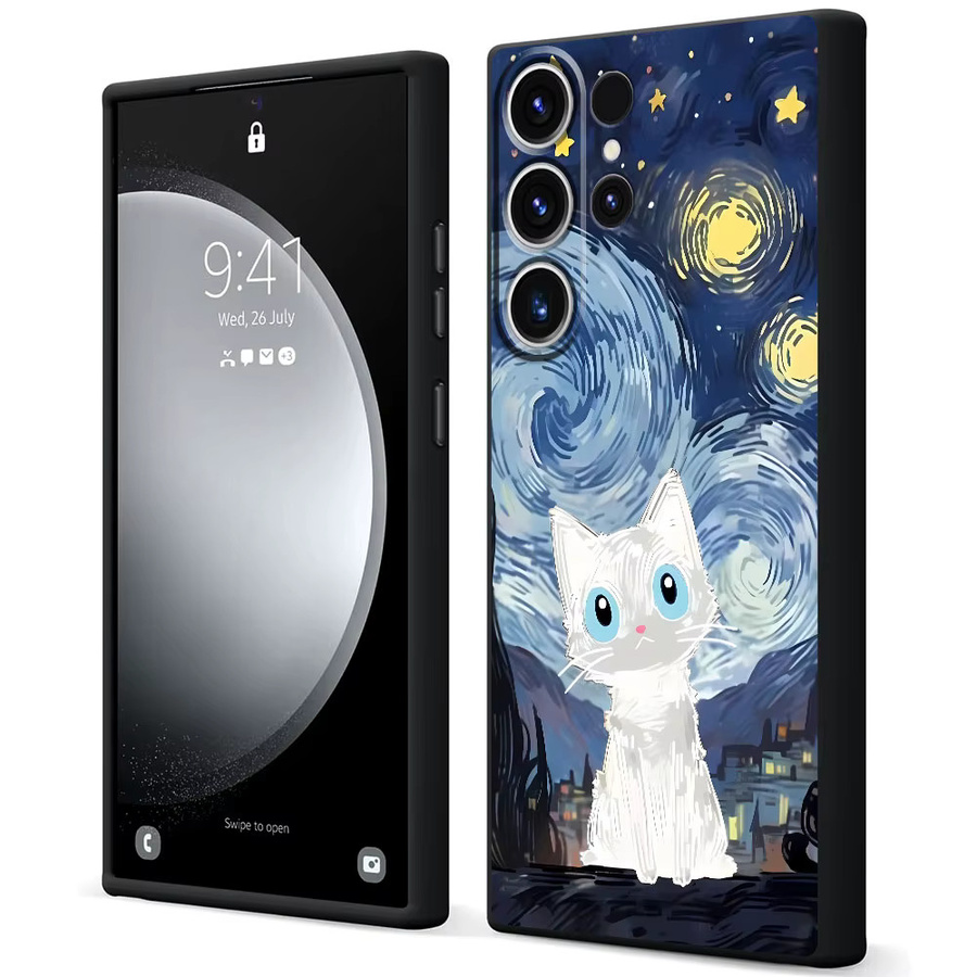 Weiche Handyhülle mit Katzen-Kunst-Design für Samsung Galaxy S20 S21 S23 S24 S25 S26 Ultra und weitere Modelle, Multicolour - Bild 4
