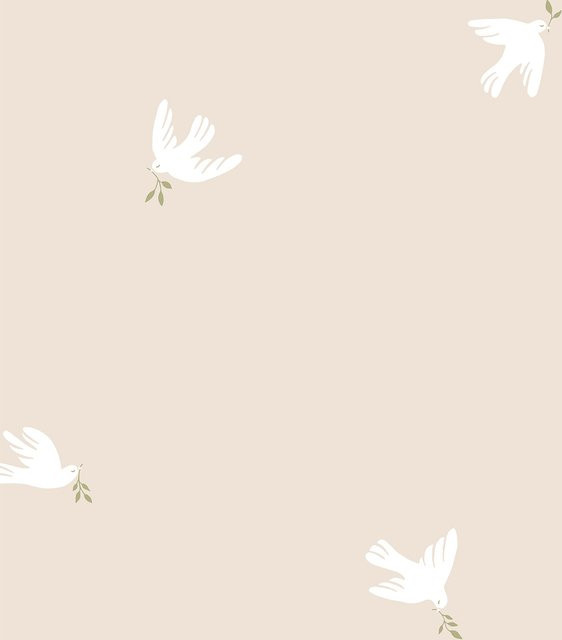 Sandberg Wallpaper Frida Vlies Tapete mit stilisierten Tauben in Sandstone - Bild 1