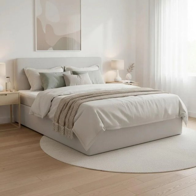 Bessagi Home Boxbett Marco in Hellgrau mit Taschenfederkern, B/T/H: 160 x 200 x 105 cm - Bild 1