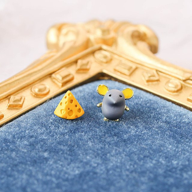RINHOO FRIENDSHIP Ohrstecker, Maus-Käse, Bunt, Damen - Bild 1