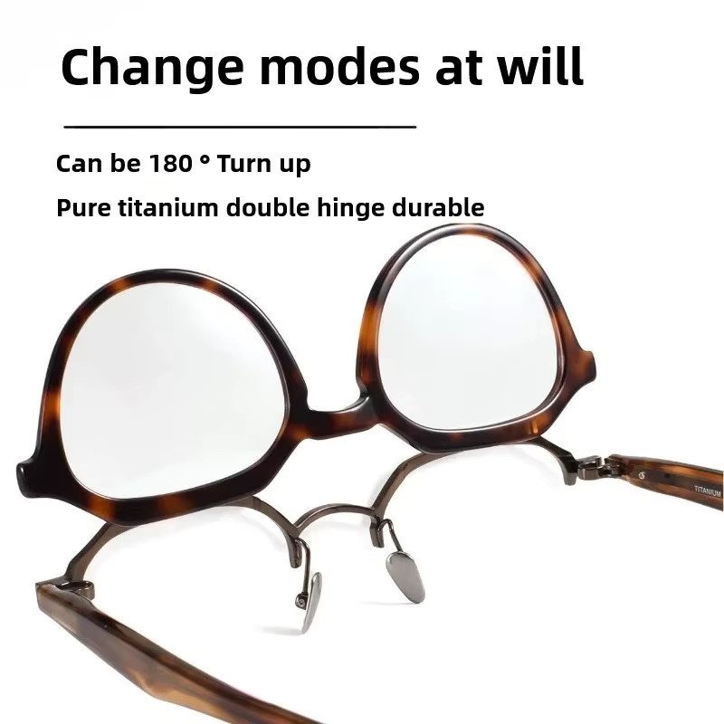 TILIKEU Korrektionsbrille, Hexagonal, Vollrand, Acetat-Titan, Braun, Herren - Bild 2