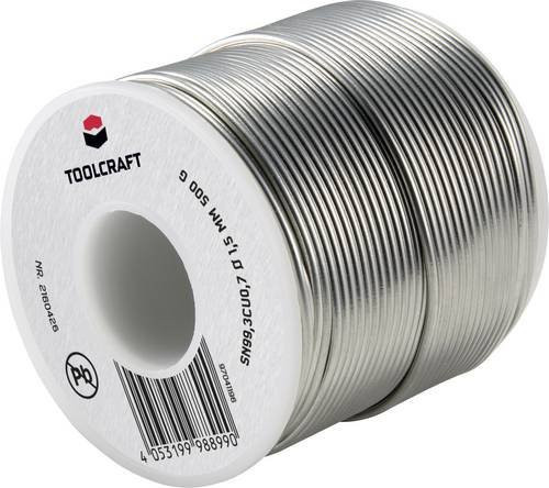 TOOLCRAFT Lötzinn bleifrei Sn99,3Cu0,7 ROL1 in Silber, 500 g, 1,5 mm - Bild 1