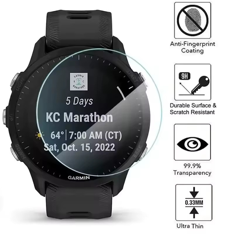 Displayschutz aus gehärtetem Glas für Garmin Forerunner 55 235 245 245 M 255 255 S 645 935 945 955 transparent - Bild 2