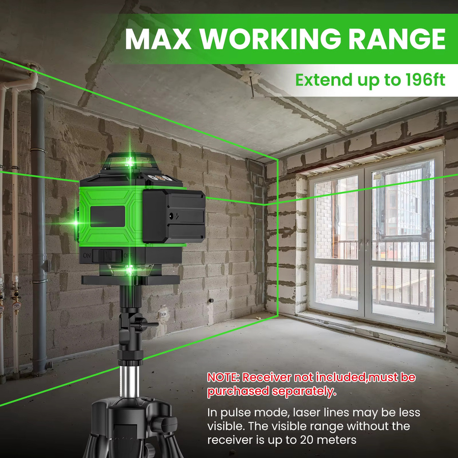 Seeiswork 16-Linien 4D Laser-Nivelliergerät mit grünem Laser, selbstnivellierend, 360 Grad horizontal und vertikal - Bild 3