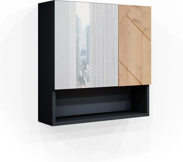Vicco Badspiegelschrank Irma Wandspiegel für das Badezimmer in Anthrazit und Eiche, B: 54 cm, H: 55 cm - Bild 2