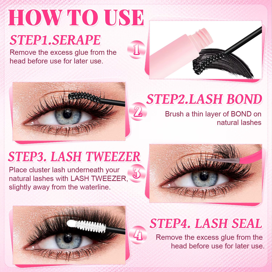 Orreu Wimpernverlängerungs-Set, Einzelne Wimpernbüschel, Unisex - Bild 4