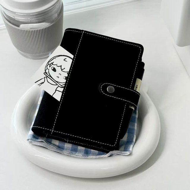A7 Loseblatt Binder Journal Notebook in Schwarz aus PU Leder mit Ringmechanismus für deine Agenda und Organisation - Bild 1