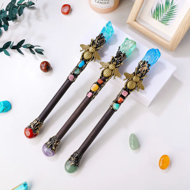 Runyangshi Handgemachtes Wohnkultur Ornament Halo in Steinoptik mit Bienen und Zweig-Motiv in Blau und Multicolour - Bild 3