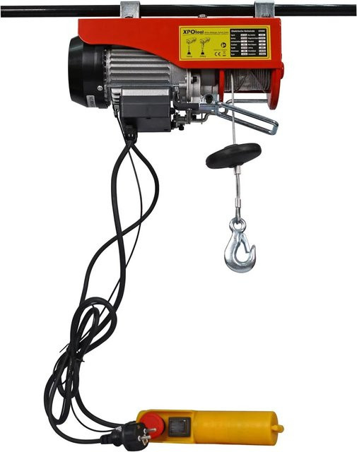 Wiltec Elektrische Seilwinde 540W in Rot mit 12m Seillänge und 6m Arbeitsweg für 125/250kg Tragkraft - Bild 1