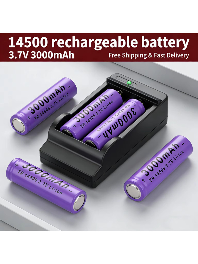 Koonenda AA Wiederaufladbare Lithium-Ionen-Batterie 3,7V 3000mAh in Lila für Radios, Mikrofone und elektrisches Spielzeug - Bild 5