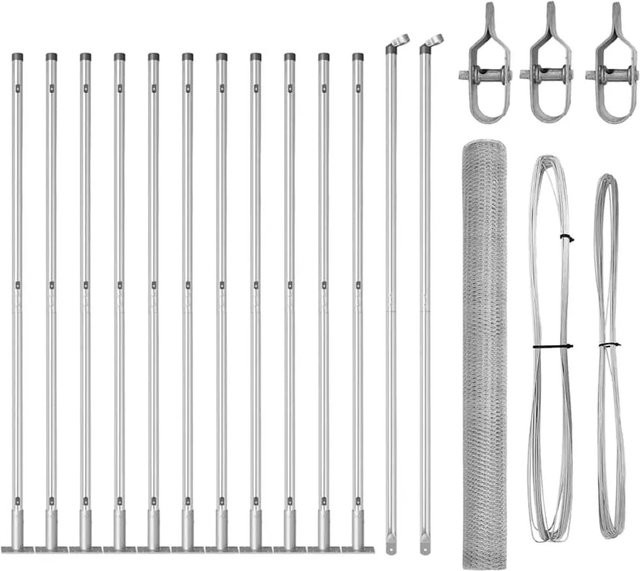 vidaXL Zaunpfosten aus Stahl in Silber, 25 Stück, Höhe: 140 cm, Durchmesser: 32 mm - Bild 1