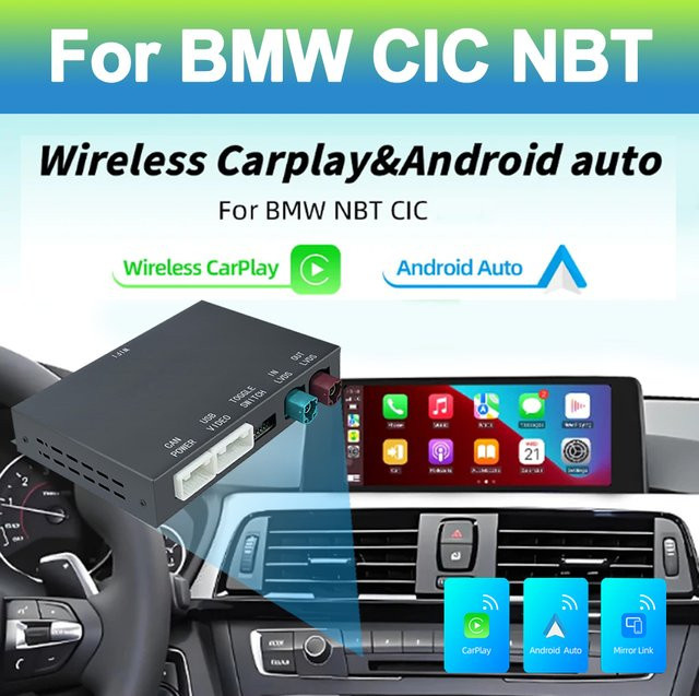 EzoneTronics Drahtloses CarPlay und Android Auto Interface für BMW NBT CIC-Systeme sowie MINI, Farbe: Schwarz - Bild 1