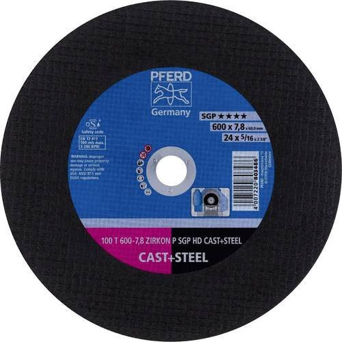 PFERD Stationäre Trennscheibe T 600 Zirkon P SGP HD CAST+STEEL für Guss und Stahl, Farbe: Schwarz, Durchmesser: 600 mm, Breite: 7,8 mm, Bohrung: 60 mm - Bild 1