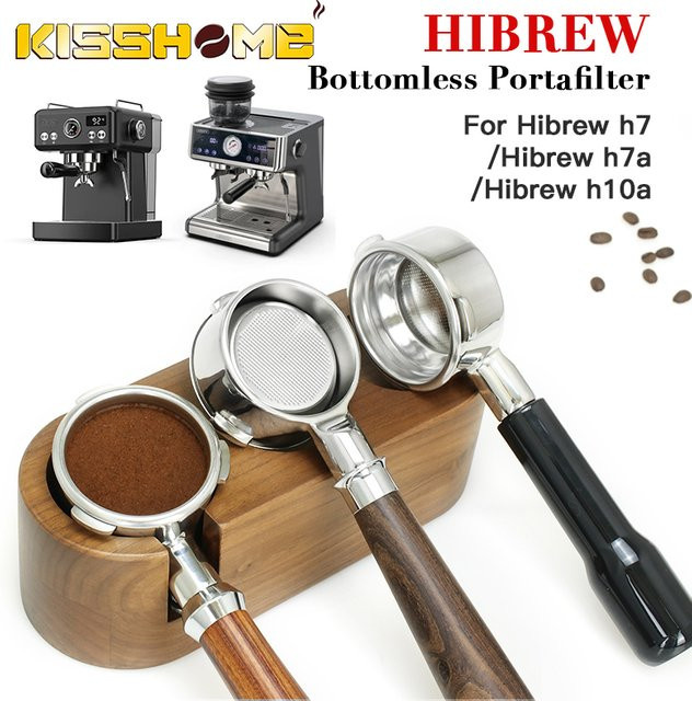 Kisshome Bodenloser Siebträger aus Edelstahl in Silber für Hibrew H10a Espresso Maschine mit 2 Tassen Filterkorb, Durchmesser: 58 mm - Bild 1