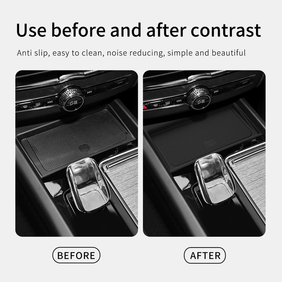 LUCKEASY Drahtloses Ladepad für Volvo XC60 2026, rutschfeste Lade-Matte für das Smartphone in Schwarz - Bild 4