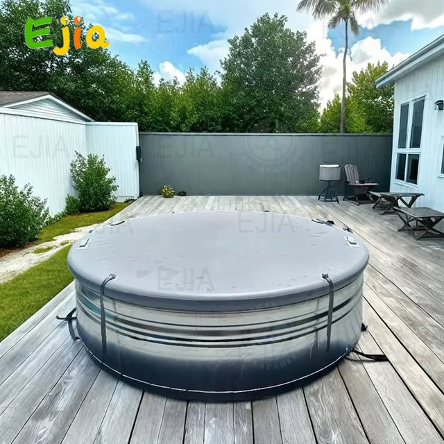 Ejia Runde aufblasbare Poolabdeckung aus langlebigem PVC, wasserdichte faltbare Abdeckung für deinen Pool im Garten oder Hinterhof - Bild 1